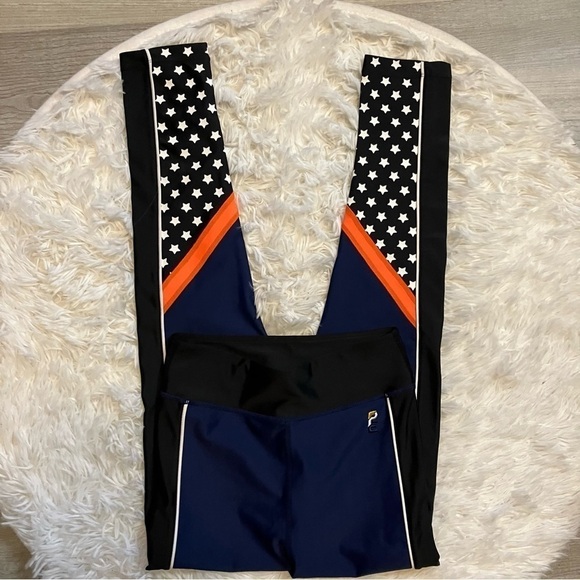 P.e Nation Down The Wire High Waisted Blue Star Printed Leggings - Picture 3 of 10